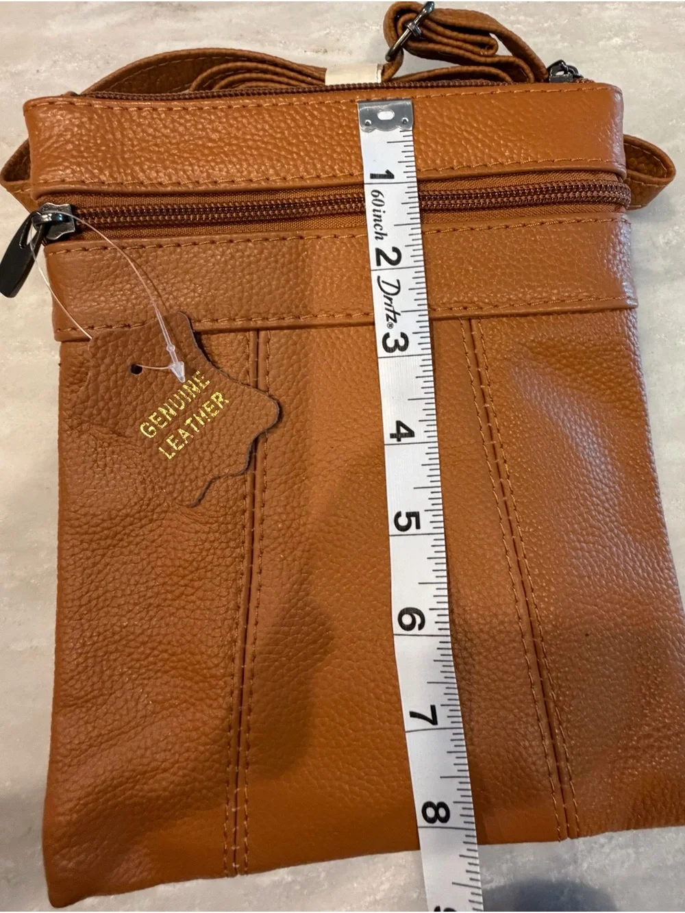 Genuine Leather Tan Crossbody Sling Bag for Women